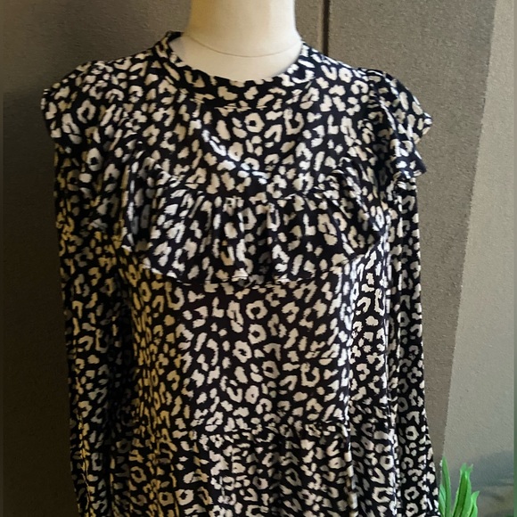 Zara Animal Print Long sleeve Smock dress size Large - Picture 13 of 14